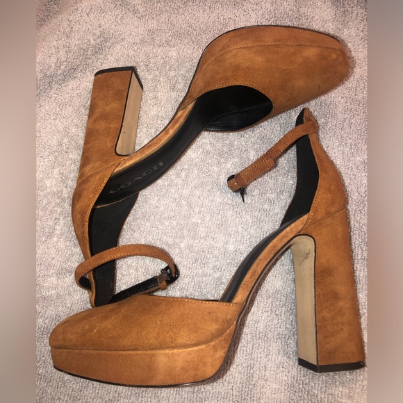 COACH Tan Suede Platform Pumps - Picture 2 of 4